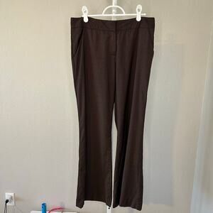 Tory Bruch lightweight wool stretch straight leg brown mid rise pants size 6